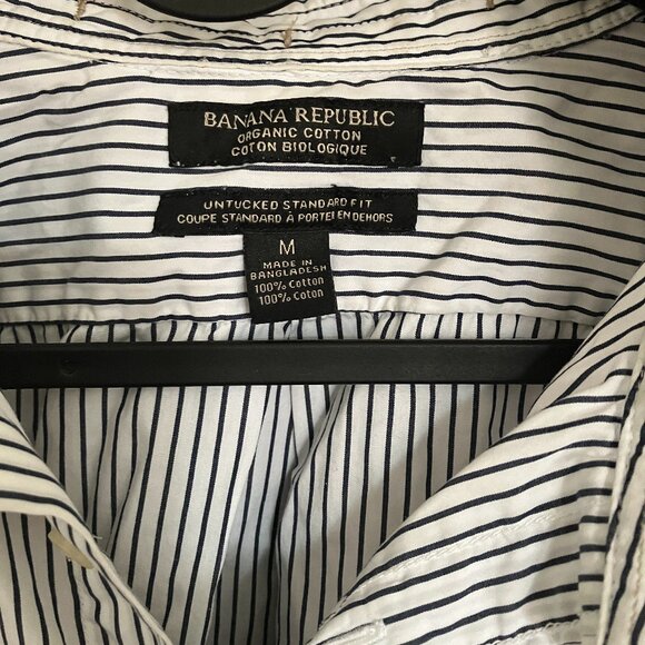Banana Republic Organic Cotton Striped Cotton Boyfriend Button Down - Picture 3 of 5
